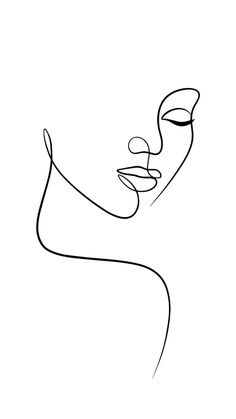 a black and white drawing of a woman's face