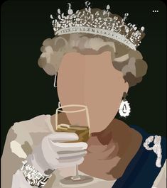 a woman wearing a tiara holding a glass of wine