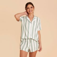 Say hello to the trendiest pajama set on the block. Prepare to see these resort-chic stripes everywhere. White Dresses For Sale, Bridesmaid Get Ready Outfit, Bridesmaid Pjs, Bridesmaid Pajama Set, Tuxedo Women, Resort Chic, Birdy Grey, Bridesmaid Pyjamas, Bridesmaid Getting Ready