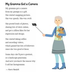 an old woman holding a dog in her arms with the caption'my grandma got a camera '