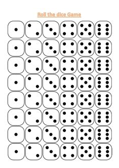 the roll the dice game is shown in black and white, with dots on it