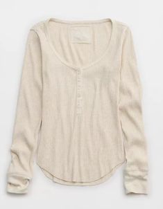 Aerie Essential Henley Layering T-Shirt Henley Top Outfit, Cute Long Sleeve Shirts, Preppy Items, Aerie Clothing, Aerie Sweater, American Eagle Shirt, Spring Break Outfit, Cozy Tops, Layered T Shirt