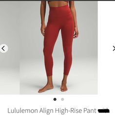 New Without Tags! Color: Burnt Orange Size: 8 Will Ship Same Or Next Day! Bundle & Save Make Offers!! Thank You Lululemon Align, High Rise Leggings, Orange Red, Burnt Orange, Colorful Leggings, Pant Jumpsuit, Lululemon Athletica, High Rise, Pants For Women