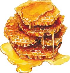 a stack of honeycombs sitting on top of each other with syrup dripping from them