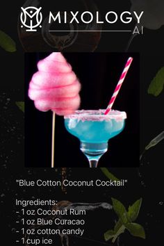 an advertisement for the blue cotton coconut cocktail