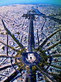 an aerial view of the eiffel tower in paris