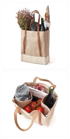 two bags filled with different types of items