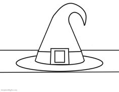 a black and white drawing of a witches hat with a door in the center, on top of a table