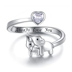 PRICES MAY VARY. 【Elephants are patient mothers】 Elephant Mom is a great mother who believes that she needs to nurture, protect and encourage her children. The mother elephant will patiently teach the baby elephant how to solve the difficulties! 【Great Gift to Show Your Love】Elephant ring symbolism also represents strength, wisdom, stability and reliability, like our reliable mom. A perfect gift for your mother, daughter, grandma,granddaughter, wife, friend on birthday, Mother's day, Thanksgivin Mother Daughter Rings, Ring Symbolism, Daughter Ring, Elephant Ring, Sunflower Gifts, Daughter Jewelry, Elephant Love, Pendant For Women, Finger Rings