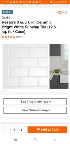 the white subway tile is on sale for $ 3, 99 and it's up to