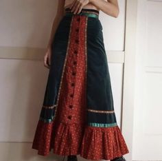 70s Skirt Outfit, Long Colorful Skirt, 70s Skirt, Ribbon Skirt, Cottagecore Clothes, Skirt Inspiration