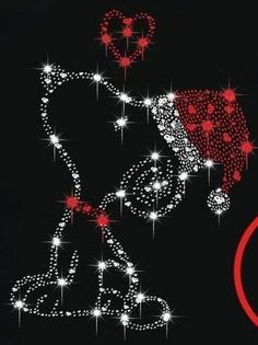 a black background with red and white sparkles in the shape of a baby carriage