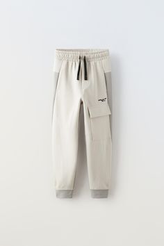 SPORTY PLUSH TROUSERS - Stone | ZARA India Plush Pants, Creative T Shirt Design, Waistband Pants, Elastic Waistband Pants, Zara Girl, Patch Kids, Fashion Joggers, Pants Design