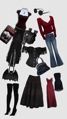 Vampire inspired fits Vampire Outfits Halloween, Vampire Diaries Outfits Aesthetic, Vampire Gf Outfit Aesthetic, Vampiric Goth Outfits, Vampire Style Aesthetic, Romantic Vampire Aesthetic Outfits, Vampire Party Outfit