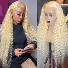 613 Deep Wave Wig, Blonde Deep Wave Wig, Pulling Hair Out, Honey Blond, Color Rubio, Lace Fronts, Perfect Blonde, Birthday Post, Blonde Lace Front Wigs