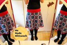 a woman taking a selfie in front of a mirror with the words me made mittwoch on it