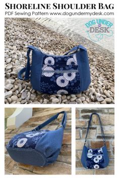 the shoulder bag is made from an old pair of jeans and has flowers on it