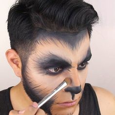 Werewolf Makeup Men Easy, Wolf Makeup Man, Werewolf Costume For Men, Mens Halloween Makeup, Werewolf Makeup, Wolf Halloween Costume, Wolf Makeup, Halloween Makeup Inspiration