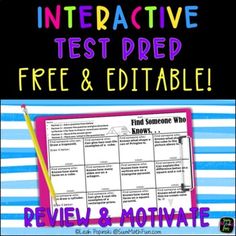 an interactive test prep with the text free and editable