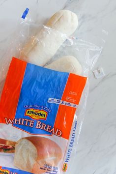 the bread is wrapped in plastic and ready to be eaten