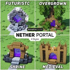 four different types of nether portals in minecraft