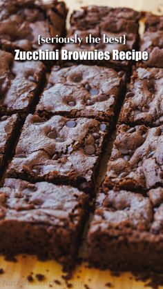 These Zucchini Brownies are so moist and fudgy, no one will ever suspect they have zucchini in them. This is the best zucchini brownie recipe. Worlds Best Zucchini Brownies, Zucchini Baking Recipes Desserts, Chocolate Chip Zucchini Brownies, Courgette Brownies Recipe, Best Zucchini Brownies Recipes, Dessert With Zucchini, Easy Zucchini Brownies Healthy, Chocolate Zucchini Brownies Recipes, Choc Zucchini Brownies