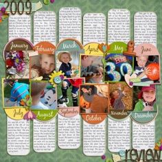 a scrapbook page with many different pictures and words on the pages, including an image of