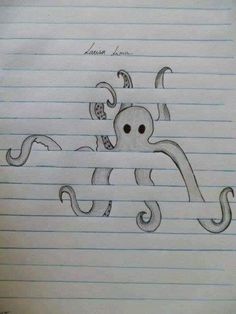 an octopus drawn on lined paper with the caption, i'm not sure what this is