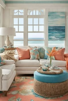 Modern Coastal Living Room, Coastal Design Style, Coastal Decorating Living Room, Beach Living Room, Beach House Living Room, Beach House Interior Design, Coastal Living Rooms, Beach House Interior, Coastal Living Room