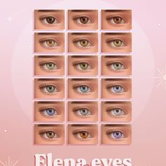 many different colored eyes are shown in this poster for the movie elena - eves