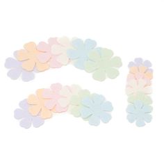 small pastel flowers on white background with clippings to cut out the petals