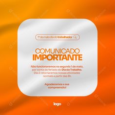 an orange and white background with the words comuniicado importante on it