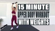 a woman is doing an upper and lower body strength workout with the words upper & lower body strength workout