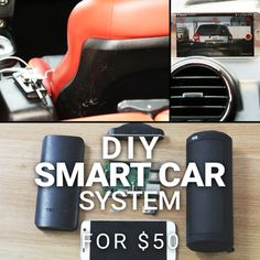 the smart car system for $ 50 is on display in this collage with photos