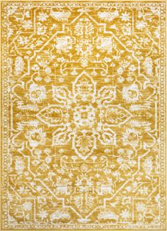 Rich, current colors pair with vintage-style patterns in the Dazzle Collection. These Bohemian inspired looks are woven with soft polypropylene yarn for lush, modern feel. Well Woven Dazzle 5 X 7 (ft) Gold Indoor Floral Vintage Area Rug | DZ-08-5 Spring Rugs, Affordable Area Rugs, Contemporary Color Palette, Free Yarn, Vintage Medallion, Christmas Rugs, Table Rug, Medallion Pattern, 5x7 Area Rug