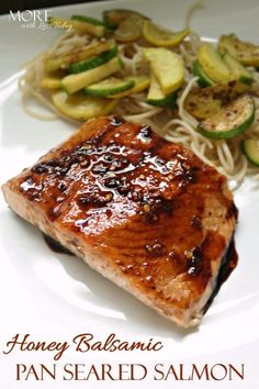 honey balsamic pan seared salmon with zucchini noodles