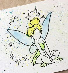 a drawing of a tinkerbell sitting on the ground