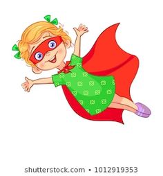 Super Hero Flying, Cartoon Super Hero, Flying Illustration, Girls Cape