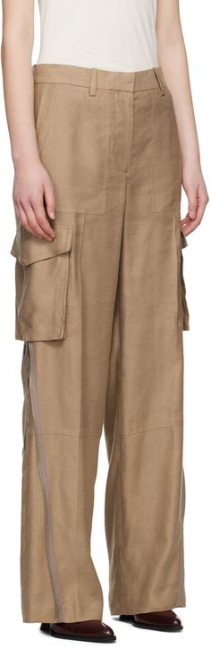 Relaxed-fit lyocell- and linen-blend canvas trousers. · Belt loops · Four-pocket styling · Zip-fly · Creased legs · Bellows pocket at outseams · Zip expansion panel at outseams Supplier color: Driftwood Linen Straight Cargo Pants With Side Pockets, Wide Leg Linen Parachute Pants With Side Pockets, Linen Wide Leg Parachute Pants With Side Pockets, Utility Linen Cargo Pants With Cargo Pockets, Straight Linen Cargo Pants With Pockets, Utility Linen Bottoms With Side Pockets, Linen Utility Bottoms With Side Pockets, Linen Tapered Leg Bottoms With Cargo Pockets, Linen Cargo Bottoms With Tapered Leg