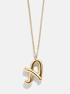 Opt for this classic initial necklace with a modern twist. The Bubble Script Initial Necklace features a dainty, longer-length attached to an initial pendant. Each letter is crafted in a fun, 3D-inspired bubble font. Choose your initial or that of a loved one and stack it every single day. Name Necklace Waterproof, Bubble Font, J Necklace, Script Necklace, Bubble Bar, Gold Initial Pendant, Script Initial, Initial Necklaces, Bubble Bars