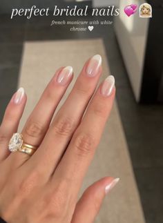 Bridal Nails French, Wedding Day Nails, Engagement Nails, Bridesmaids Nails, Kutek Disney, Nails Polish, Bride Nails, Bridal Nails