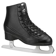 a pair of black ice skates sitting on top of each other