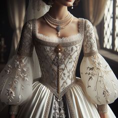 Tudor Wedding Dress, Targaryen Wedding Dress, 18th Century Dresses, Royal Wedding Gowns, Tudor Fashion, Royalty Dress, Modest Dresses Casual