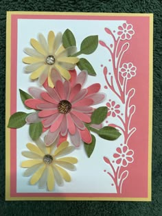 a close up of a card with flowers on it