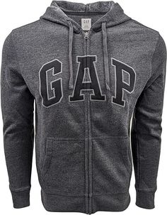 Brand new, unworn, no damage, no dirt. Soft, comfy fleece. Long sleeves with banded cuffs. Drawcord ties at hood, zip front. Gap logo at front. Kanga pockets. Banded hem. Gap Logo, Gap Men, Charcoal Black, Charcoal Color, Black Logo, The Gap, Black Charcoal, Charcoal Gray, Easy Wear