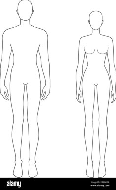 the outline of a man and woman's body, from front to back - stock image