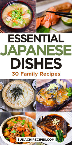 Traditional Japanese family recipes featuring miso soup, sashimi, udon noodles, simmered fish, and hearty stews arranged in a collage Cooking Japanese, Healthy Asian, Healthy Asian Recipes, Classic Recipes