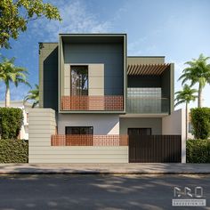 a two story house with balconies on the second floor