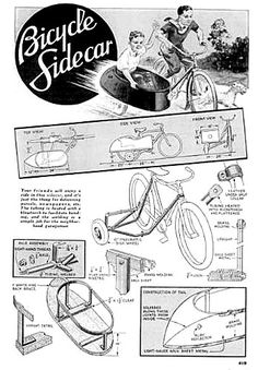 an advertisement for bicycle sidecar with instructions on how to use the wheel and seat