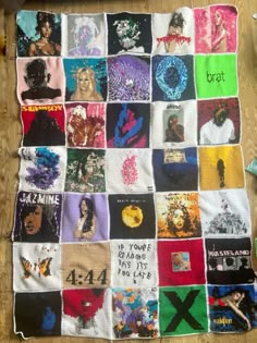 a quilt made out of t - shirts with the words brat on it